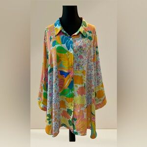 Rose & Olive Colorful Floral Button Down Shirt